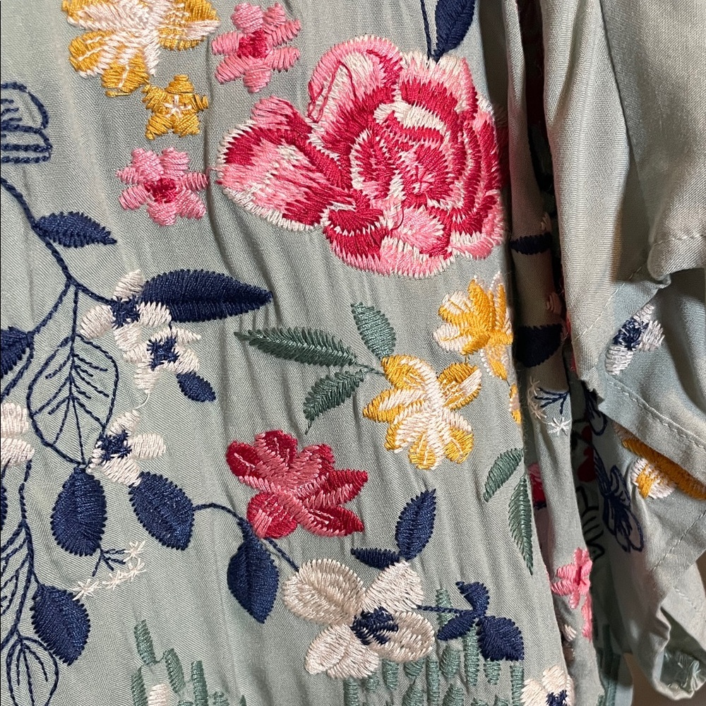 Savanna Jane Embroidered Floral Blouse - Teal and Pink - Picture 4 of 8